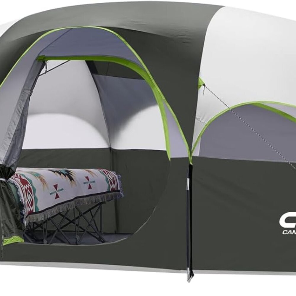 Tent 8 Person Camping Tents, Weather Resistant Family Tent, 5 Large Mesh Windows